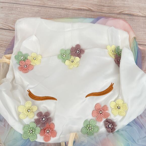 White/Rainbow Unicorn Girl Dresses Party Princess Flower Costume 13-14 Years - Picture 8 of 14